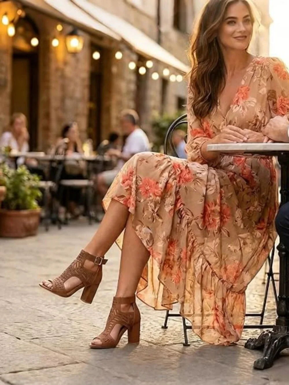 Heeled Sandals for Women Open Toe Chunky Heels for Women Bohemian Cutout Wedge S